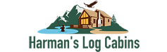 Harman's Log Cabins header logo.